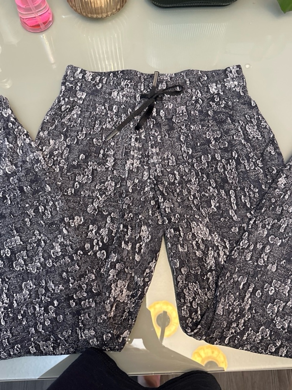 lululemon athletica Black & Gray Patterned Track Joggers Rulu